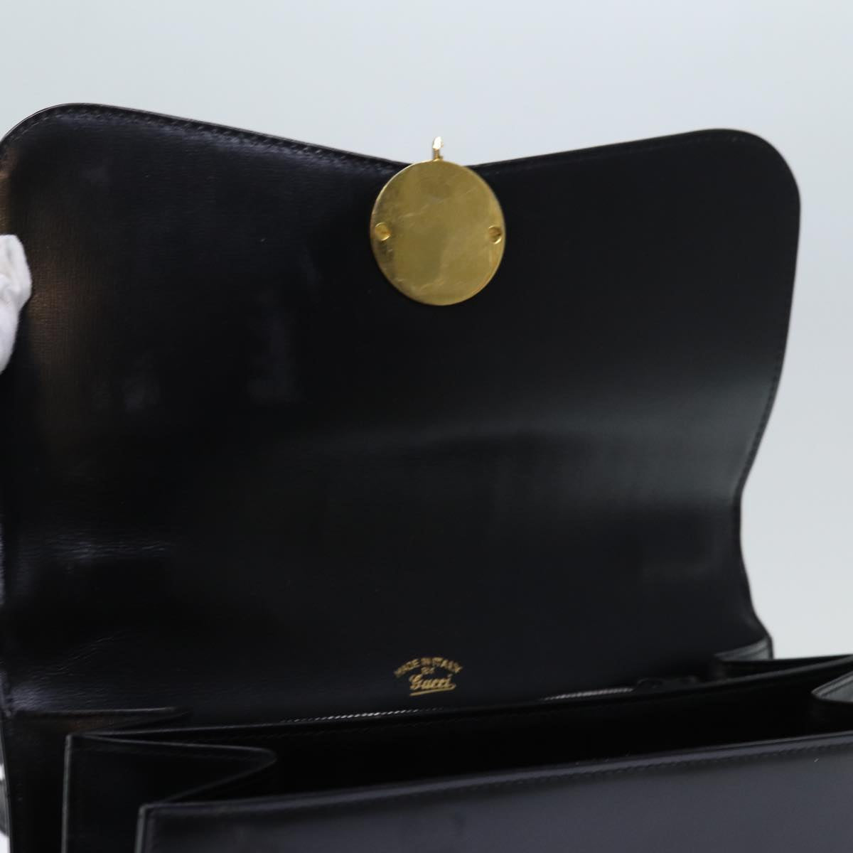 GUCCI Hand Bag Leather Black bs14246