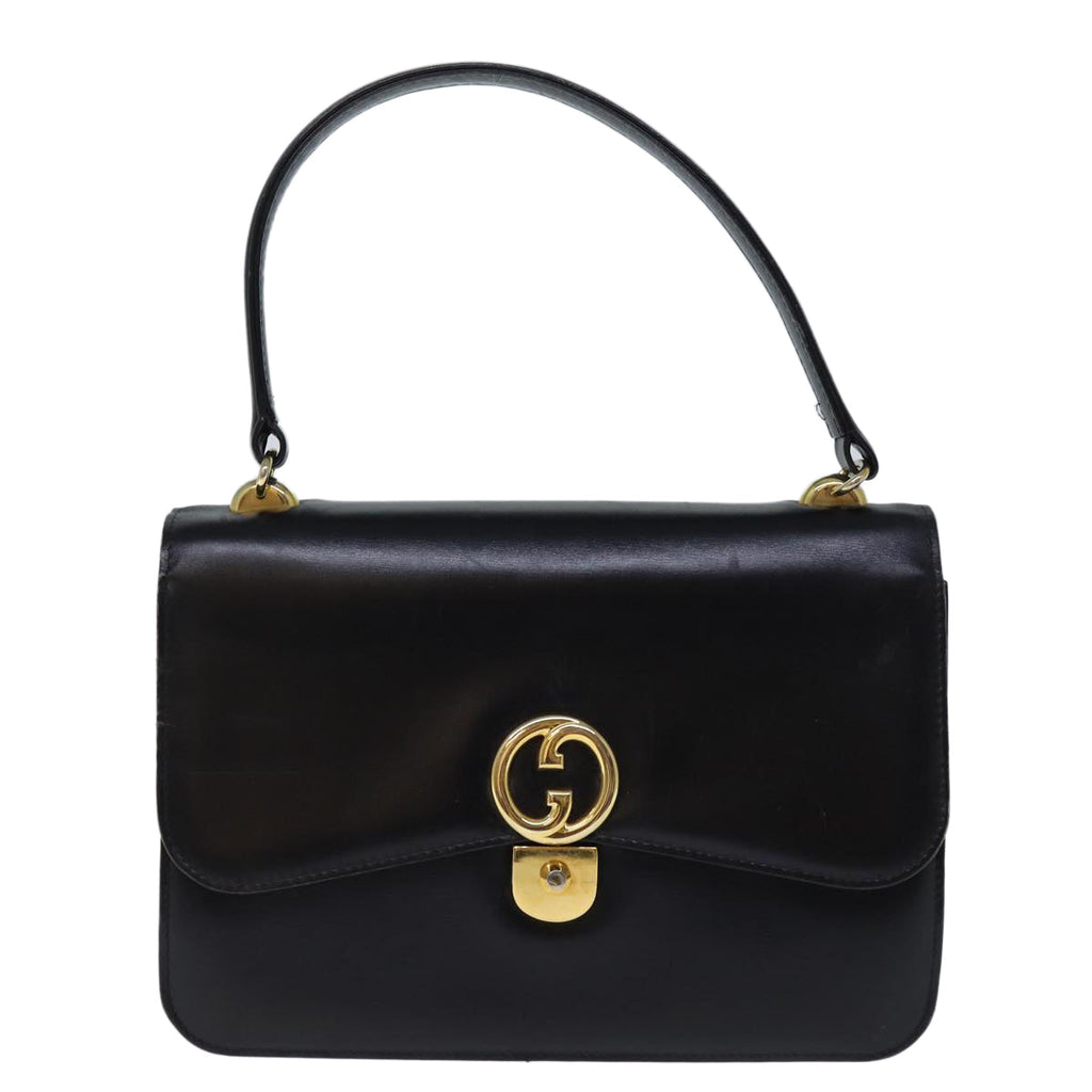 GUCCI Hand Bag Leather Black bs14246