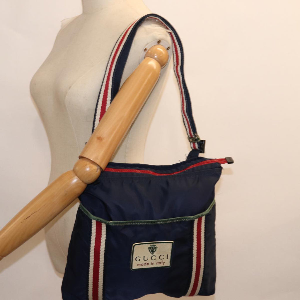 GUCCI Shoulder Bag Nylon Navy Red 189662 bs14293