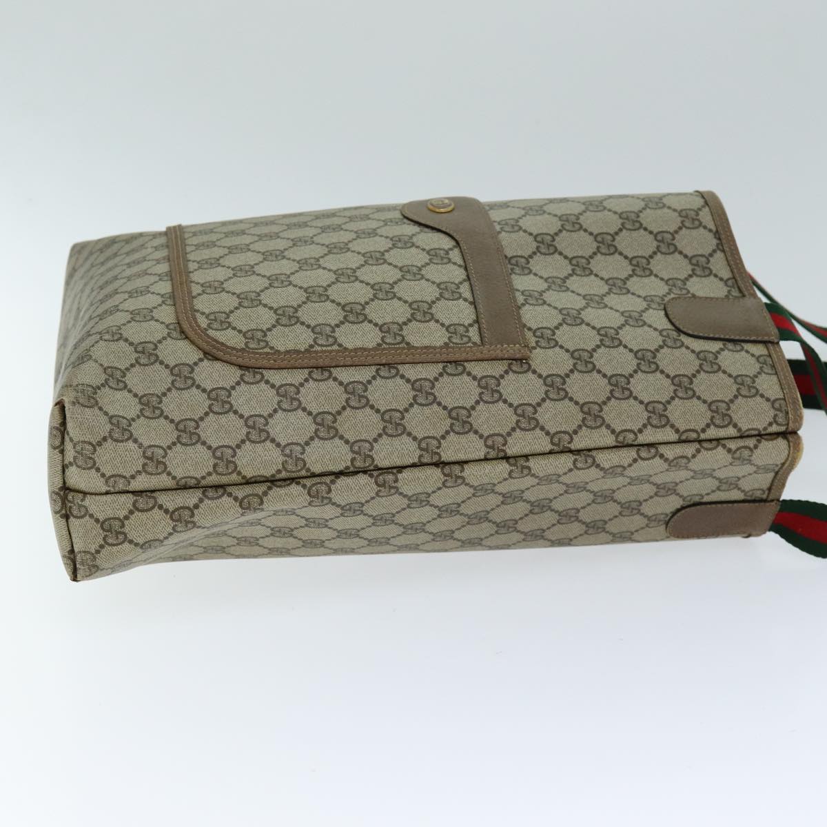 GUCCI GG Supreme Web Sherry Line Tote Bag PVC Beige Red 39 02 003 bs14438