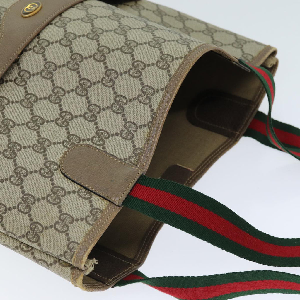 GUCCI GG Supreme Web Sherry Line Tote Bag PVC Beige Red 39 02 003 bs14438