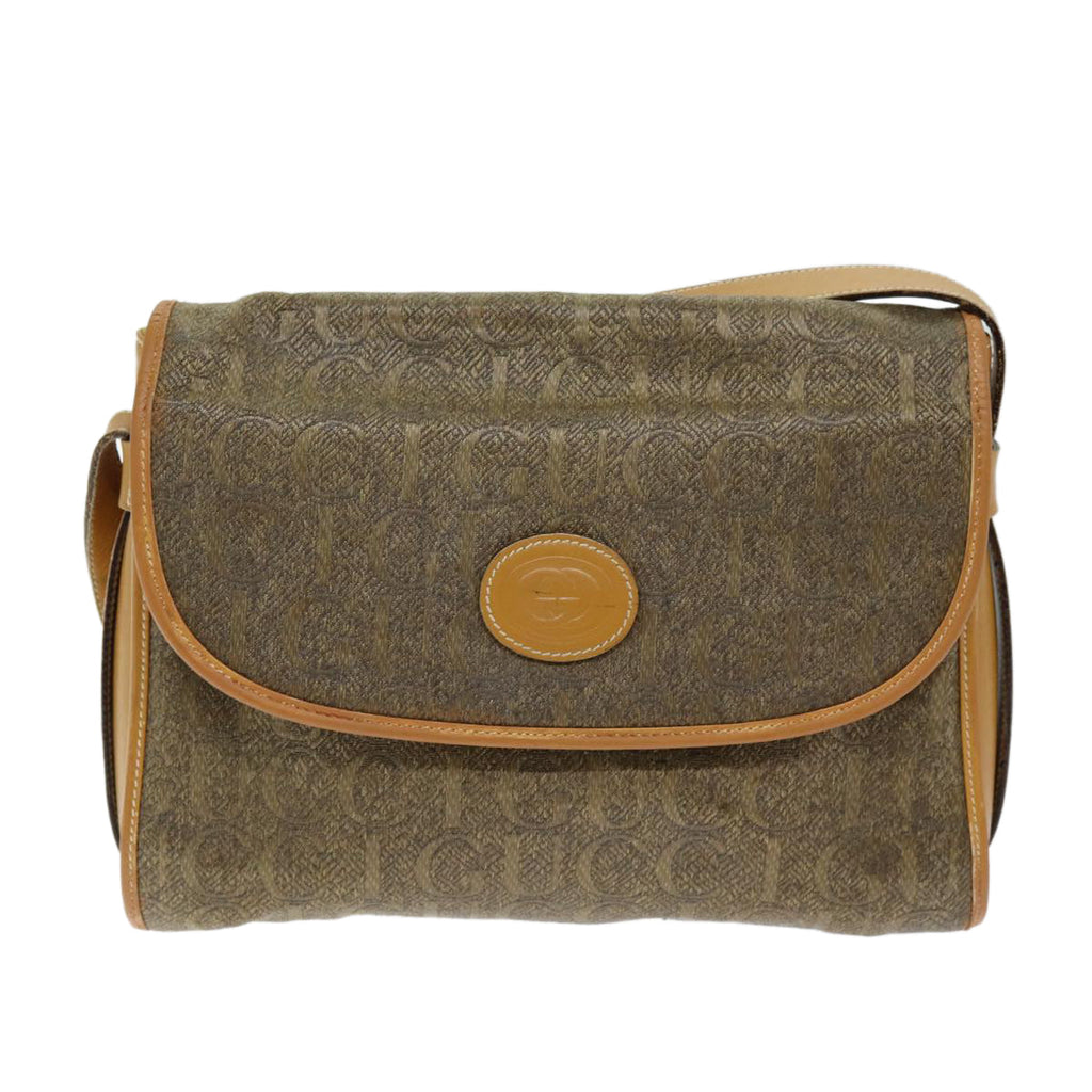 GUCCI Shoulder Bag Coated Canvas Beige bs14444