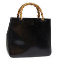 GUCCI Bamboo Hand Bag Enamel Black 93152 bs14450