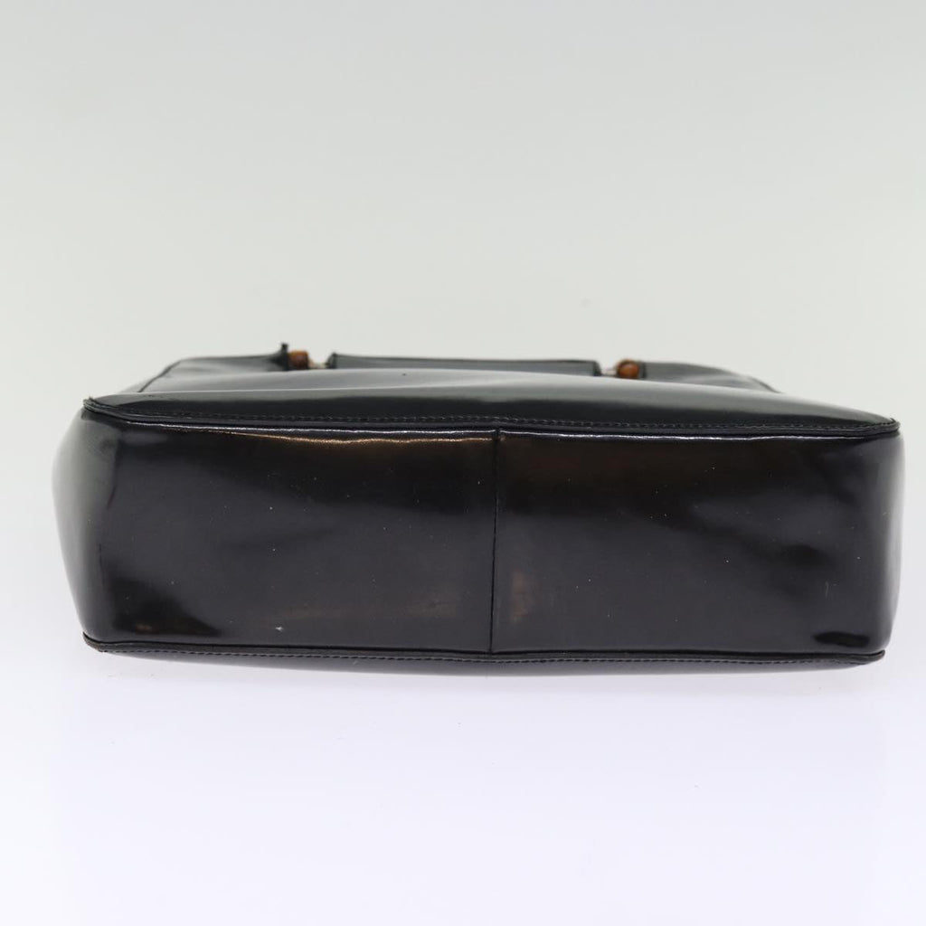 GUCCI Bamboo Hand Bag Enamel Black 93152 bs14450