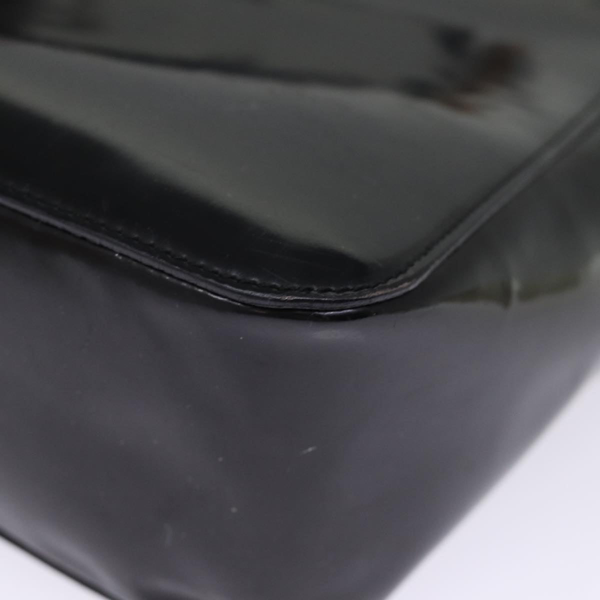 GUCCI Bamboo Hand Bag Enamel Black 93152 bs14450