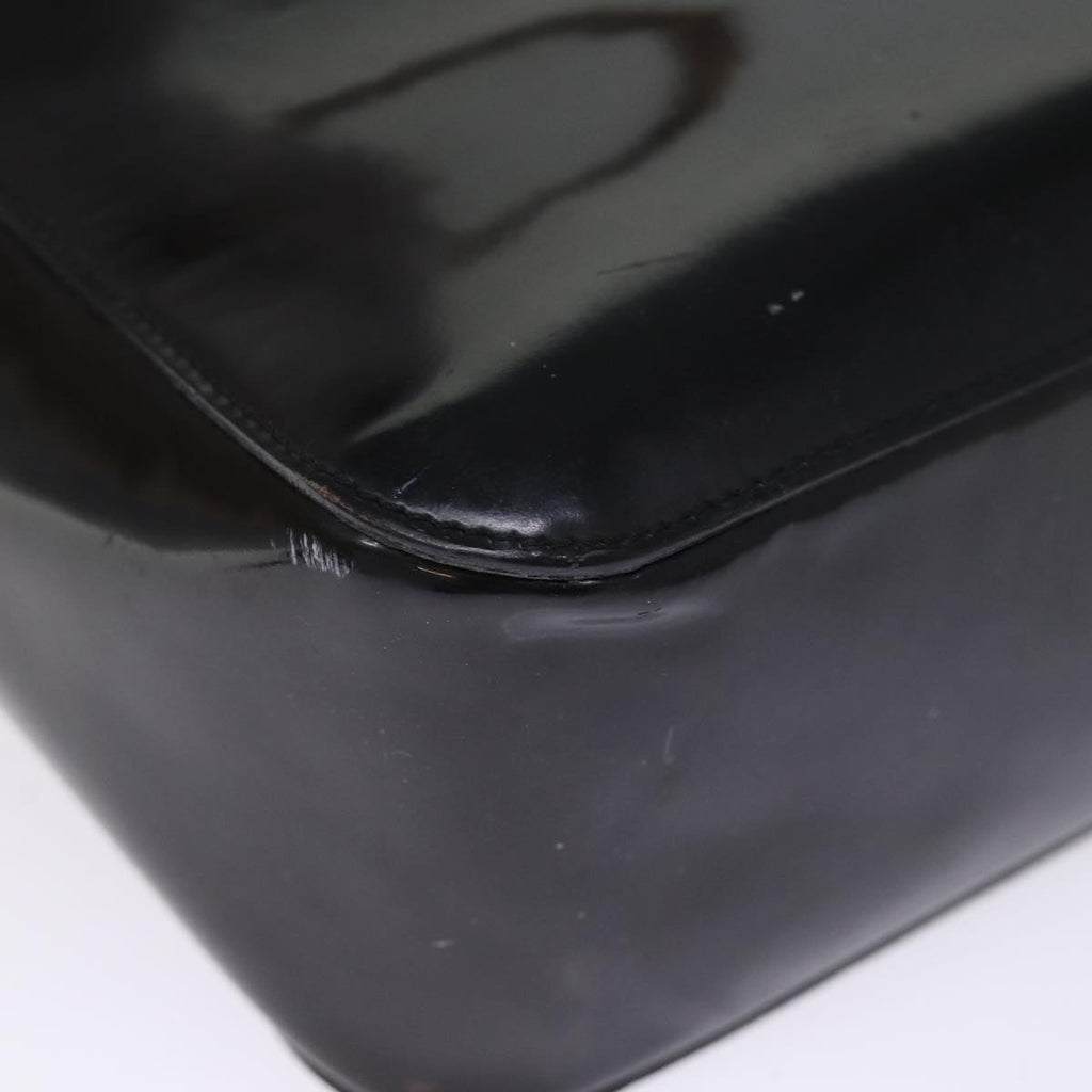 GUCCI Bamboo Hand Bag Enamel Black 93152 bs14450