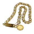 CHANEL Chain Belt metal 32.3"""""""" Gold White CC bs14521