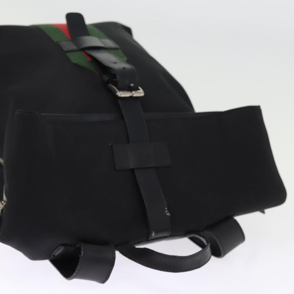 GUCCI Web Sherry Line Backpack Canvas Leather Black Red 337075 bs14560