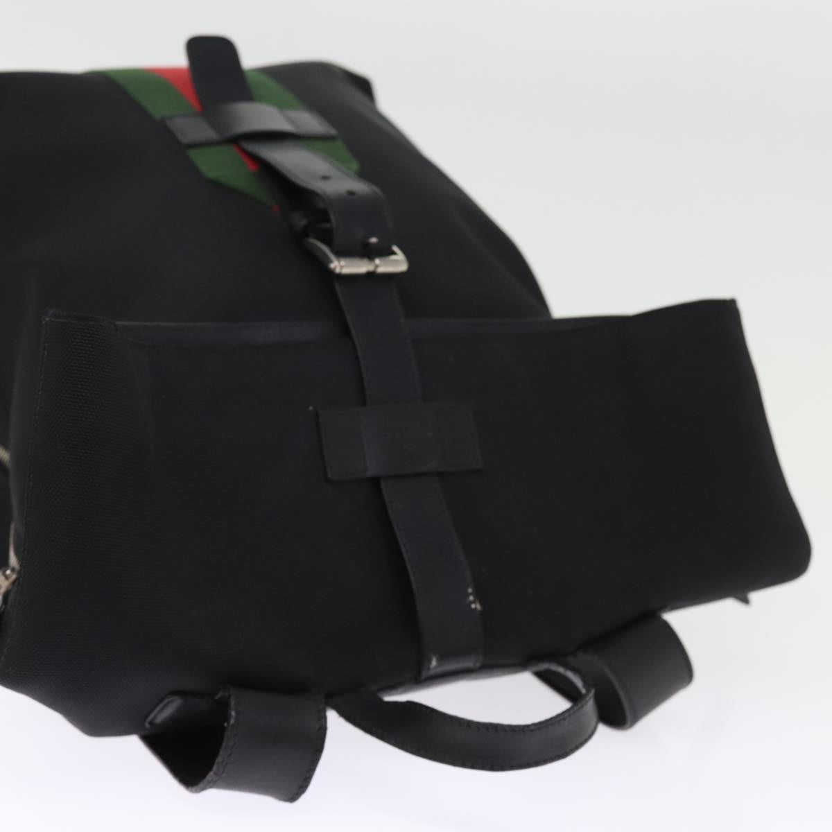 GUCCI Web Sherry Line Backpack Canvas Leather Black Red 337075 bs14560