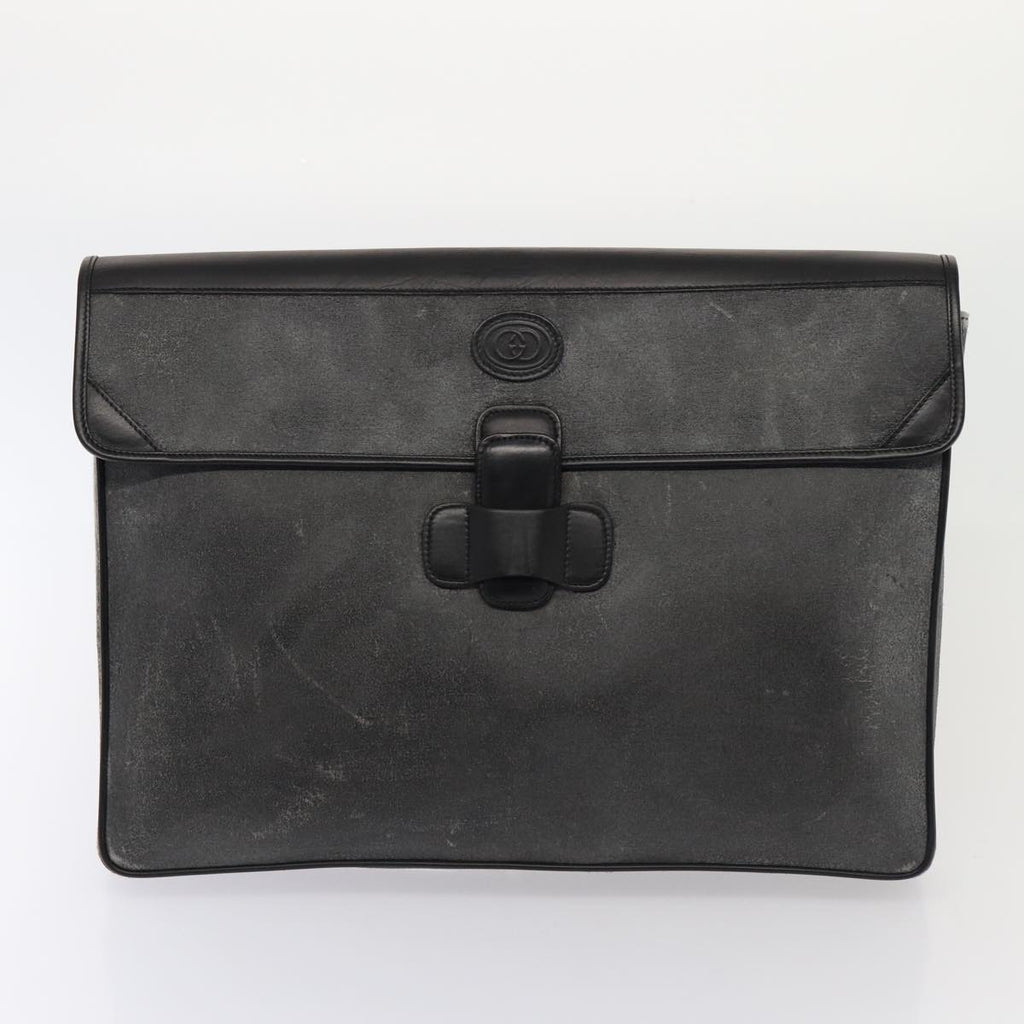GUCCI Pouch Shoulder Bag Leather 3Set Gray Brown bs14614