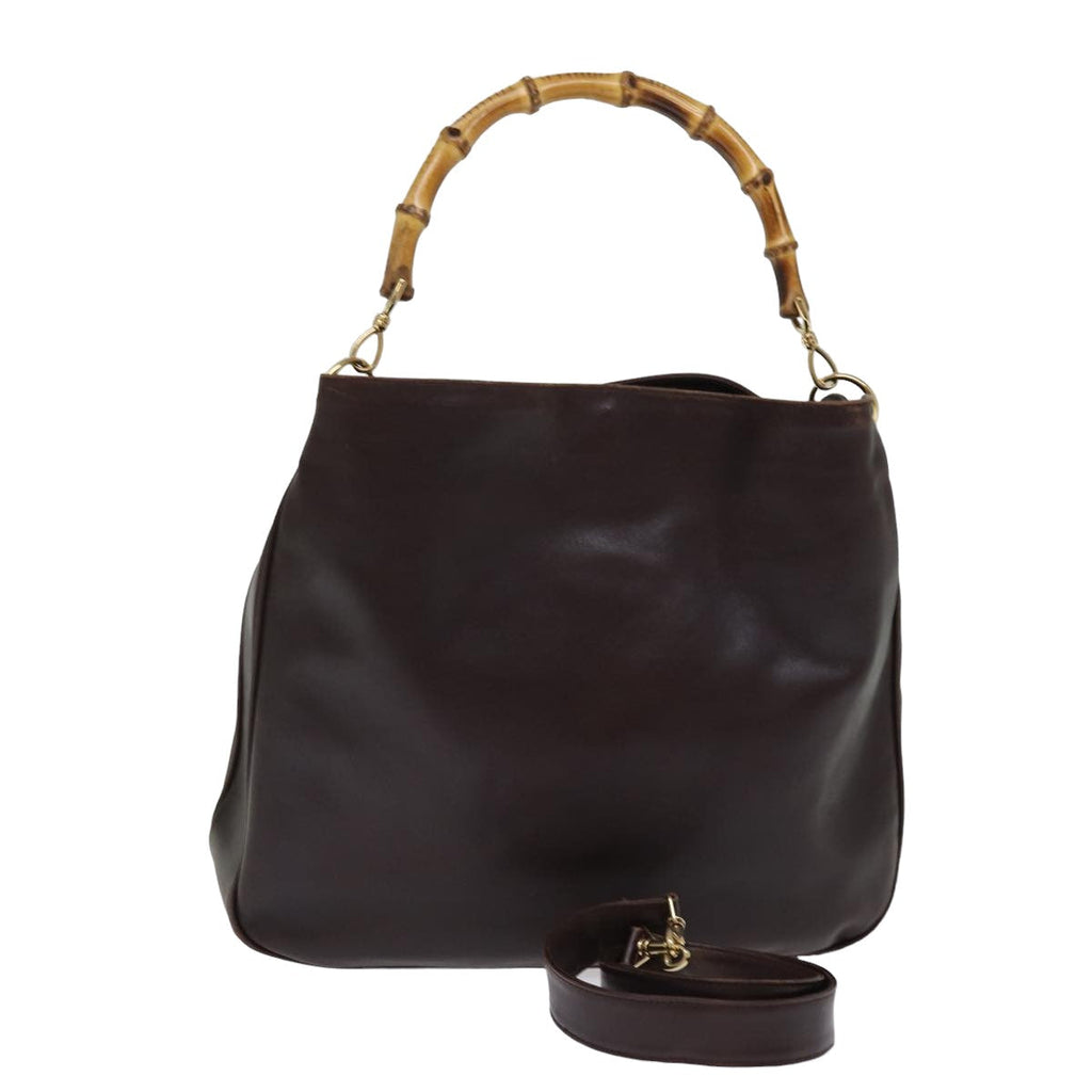 GUCCI Hand Bag Leather Brown bs14618