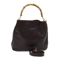 GUCCI Hand Bag Leather Brown bs14618
