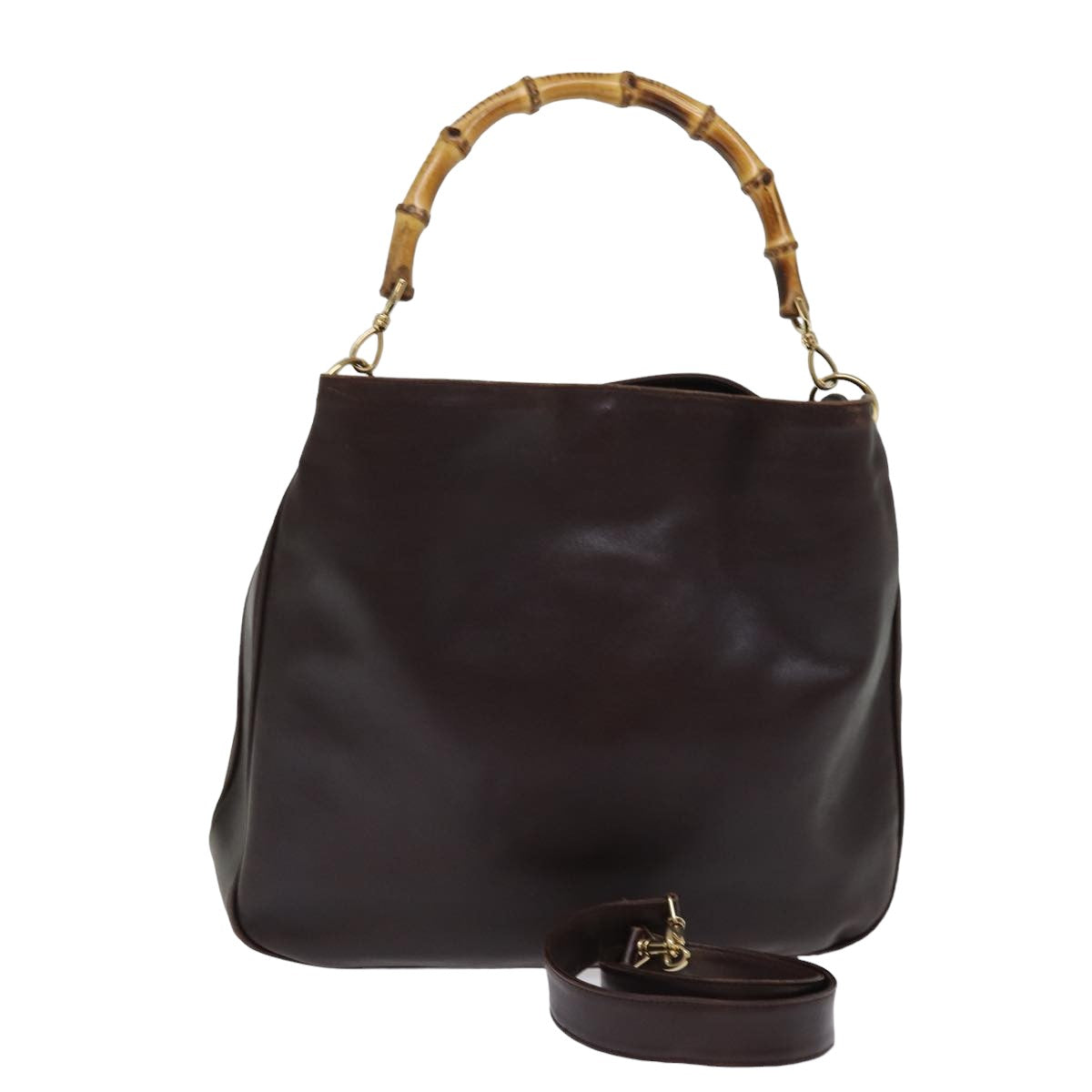 GUCCI Hand Bag Leather Brown bs14618