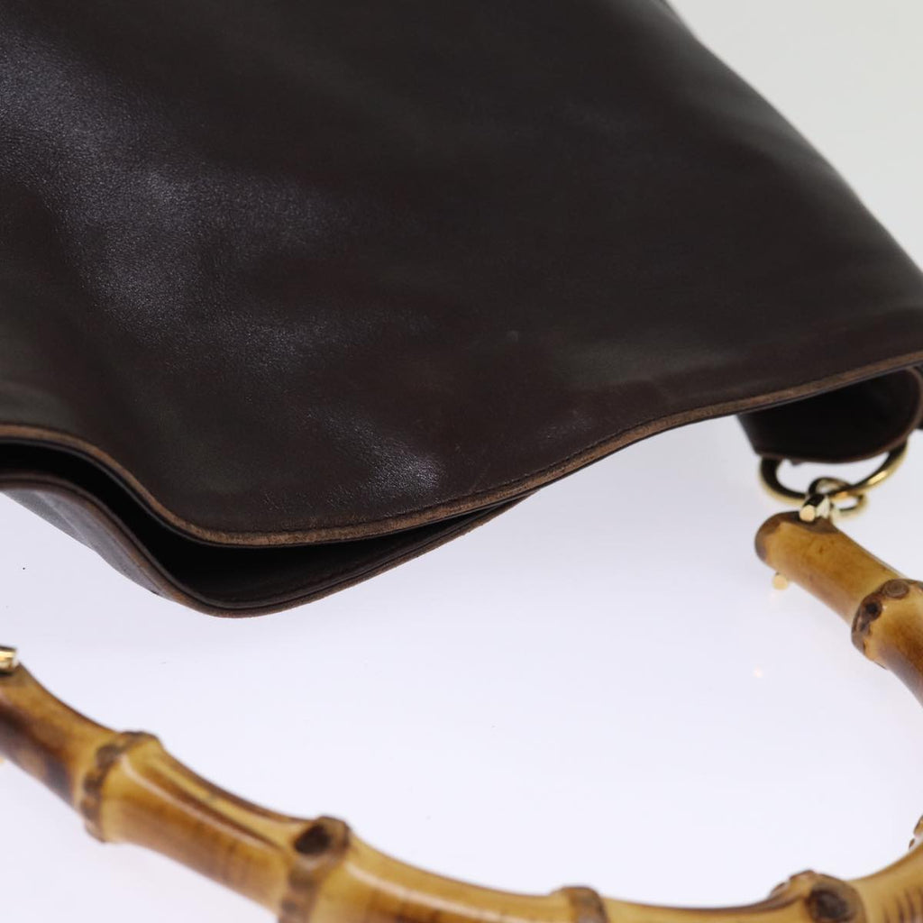 GUCCI Hand Bag Leather Brown bs14618