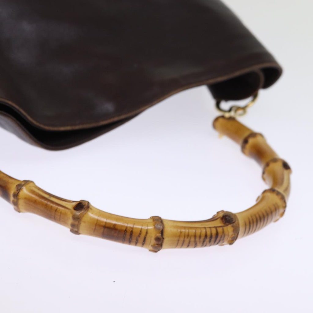 GUCCI Hand Bag Leather Brown bs14618