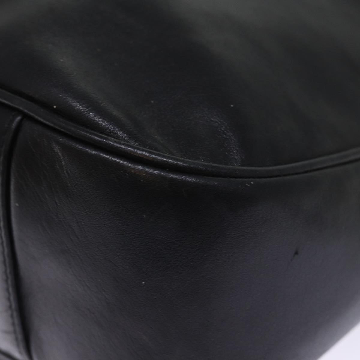 GUCCI Bamboo Hand Bag Leather 2way Black 001 1577 bs14679