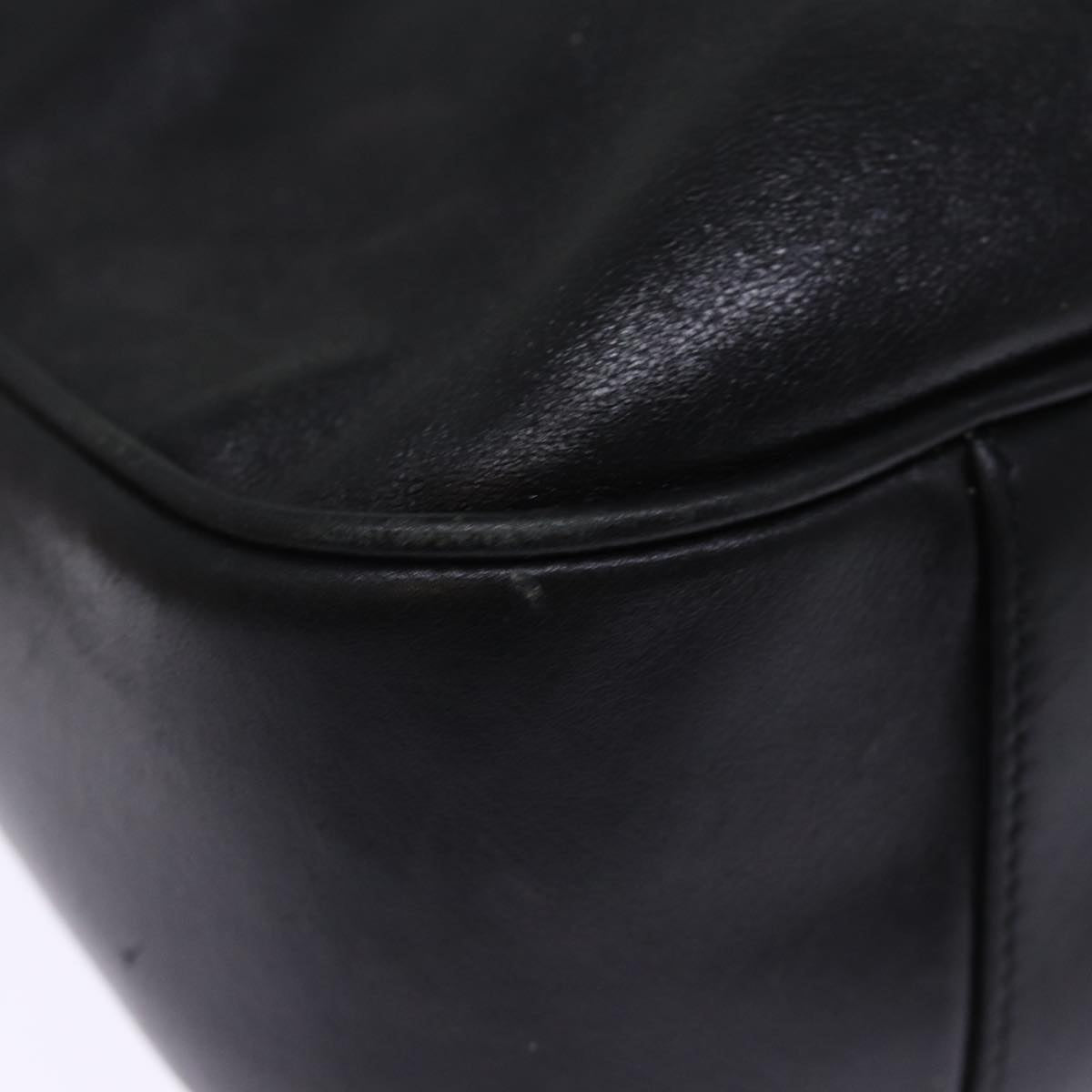 GUCCI Bamboo Hand Bag Leather 2way Black 001 1577 bs14679
