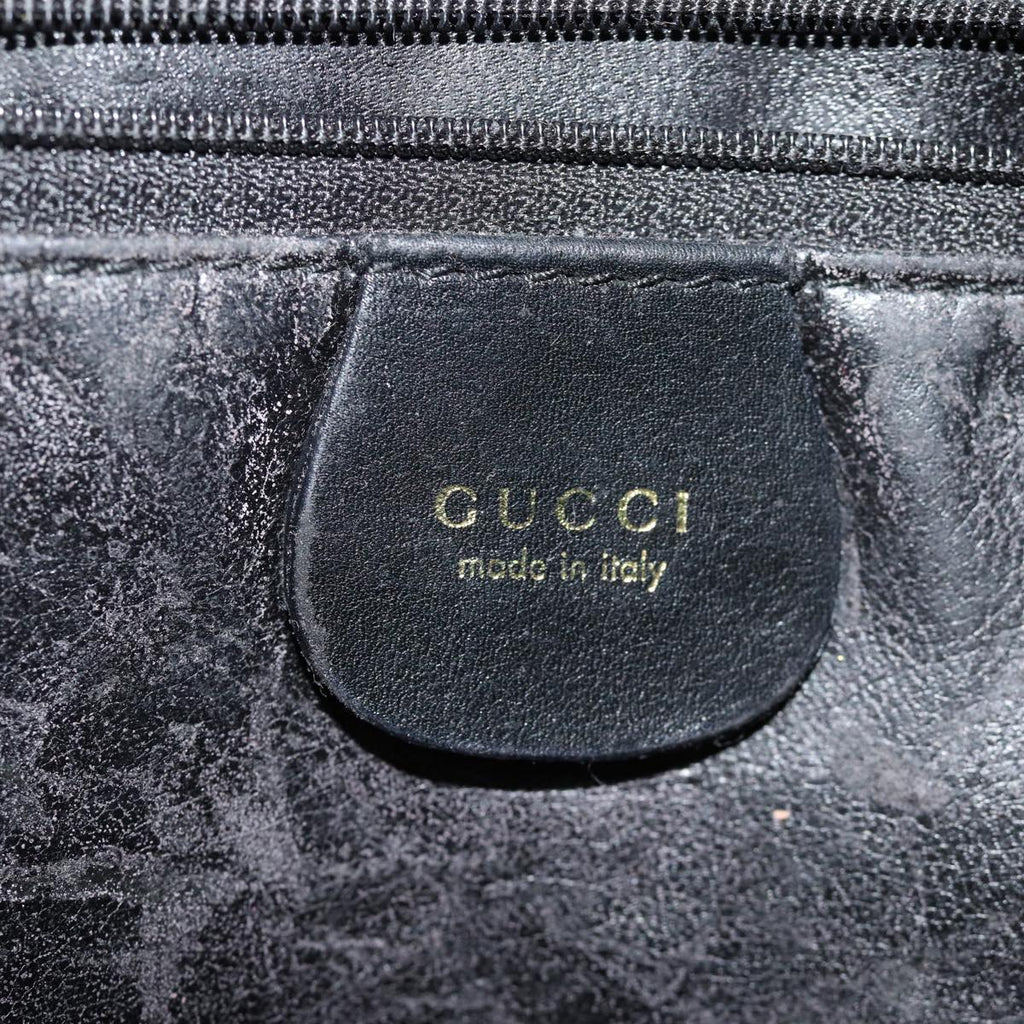 GUCCI Bamboo Hand Bag Leather 2way Black 001 1577 bs14679
