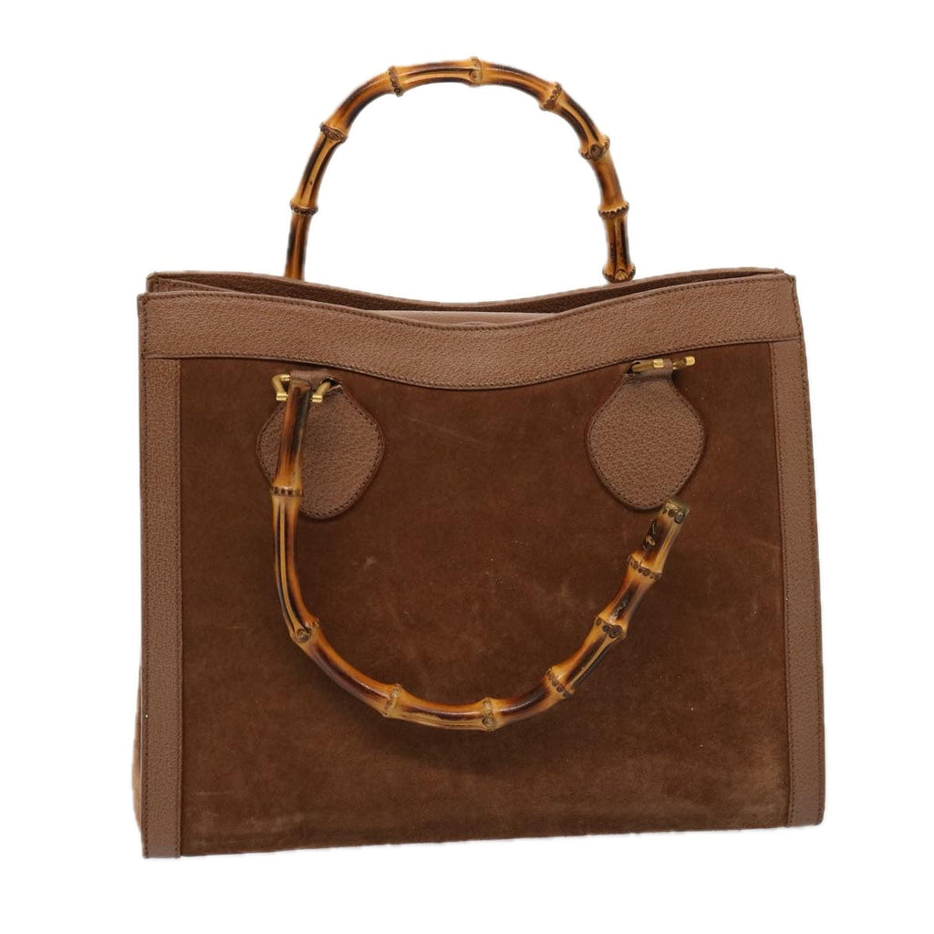 GUCCI Bamboo Hand Bag Suede Brown 002 1186 0260 bs14724