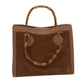 GUCCI Bamboo Hand Bag Suede Brown 002 1186 0260 bs14724
