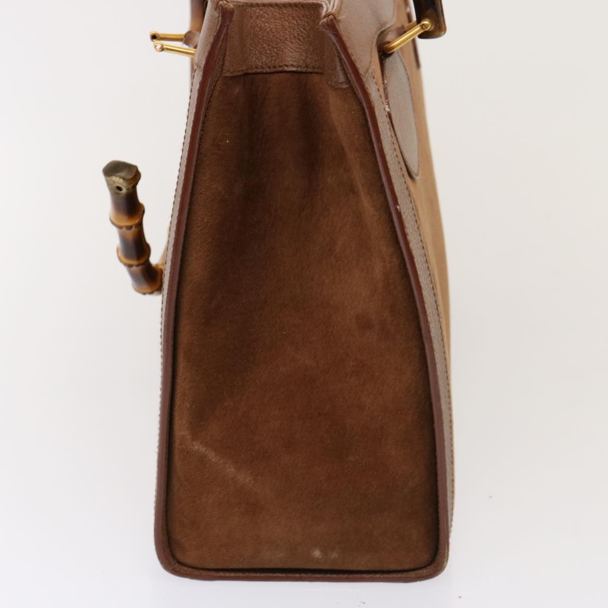 GUCCI Bamboo Hand Bag Suede Brown 002 1186 0260 bs14724
