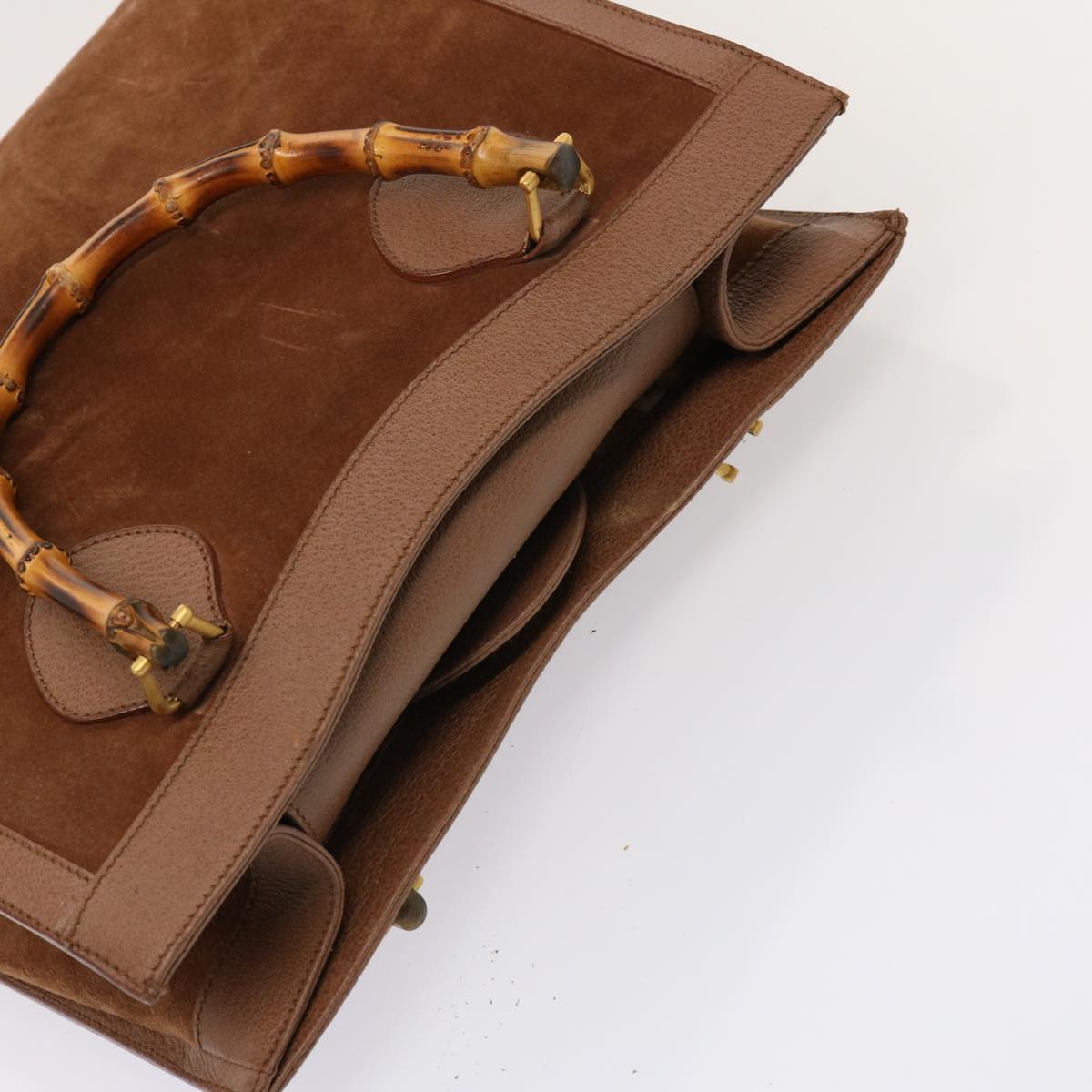 GUCCI Bamboo Hand Bag Suede Brown 002 1186 0260 bs14724