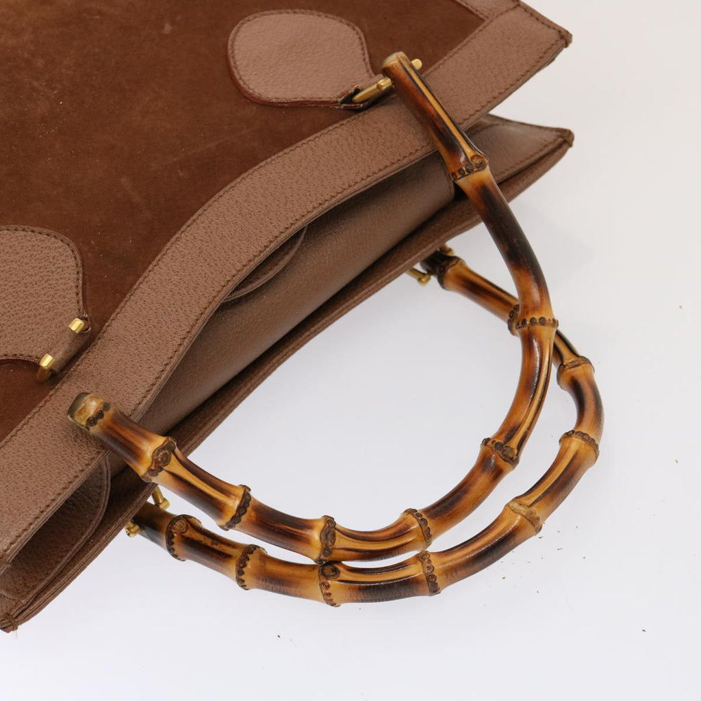 GUCCI Bamboo Hand Bag Suede Brown 002 1186 0260 bs14724