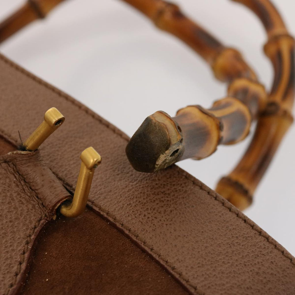 GUCCI Bamboo Hand Bag Suede Brown 002 1186 0260 bs14724