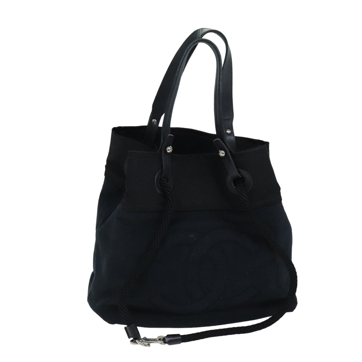 CHANEL Tote Bag Canvas Black CC bs14726