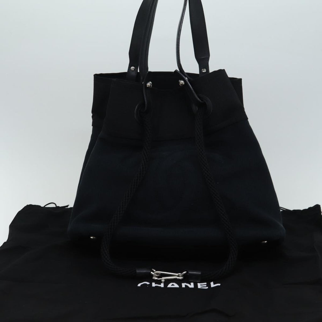 CHANEL Tote Bag Canvas Black CC bs14726
