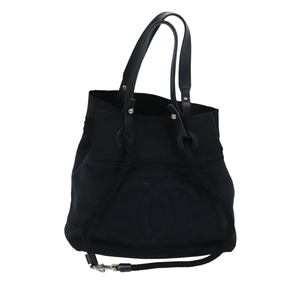 CHANEL Tote Bag Canvas Black CC bs14726