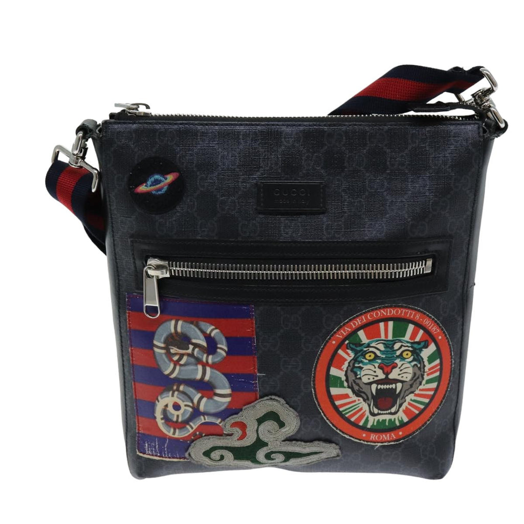 GUCCI Sherry Line Courier GG Supreme Shoulder Bag PVC Black 474137 bs14833