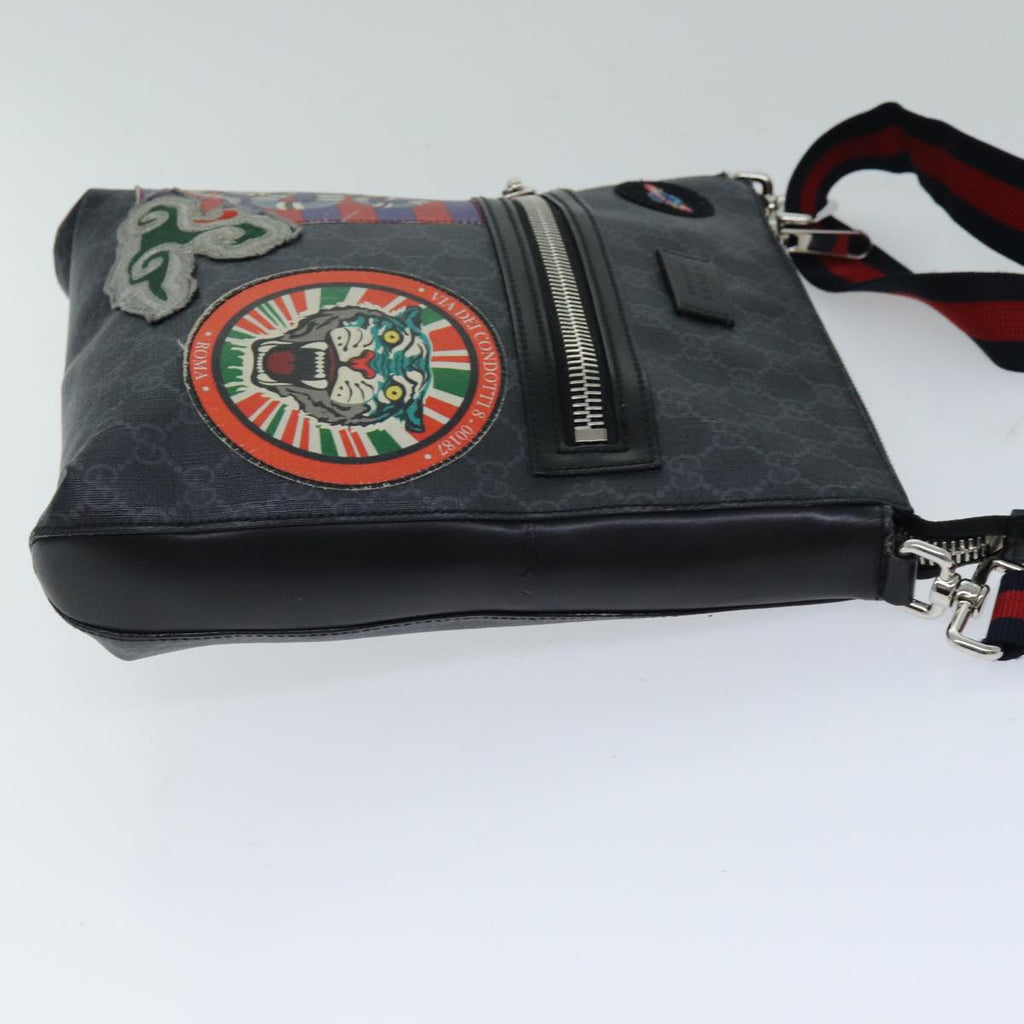 GUCCI Sherry Line Courier GG Supreme Shoulder Bag PVC Black 474137 bs14833