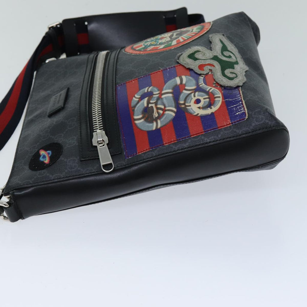 GUCCI Sherry Line Courier GG Supreme Shoulder Bag PVC Black 474137 bs14833
