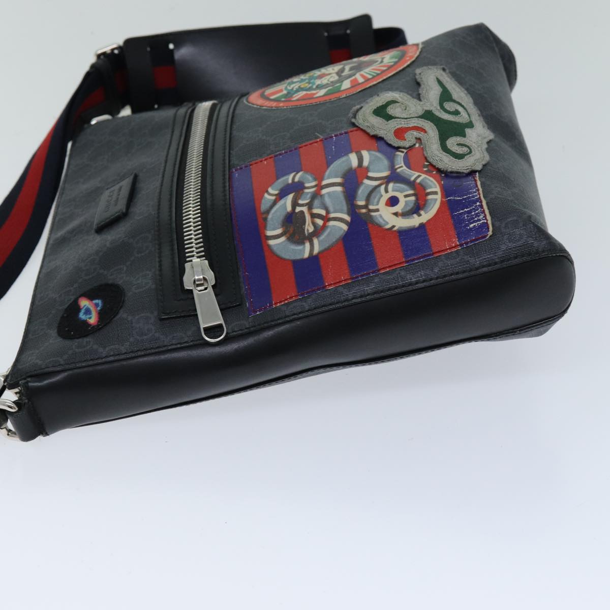 GUCCI Sherry Line Courier GG Supreme Shoulder Bag PVC Black 474137 bs14833