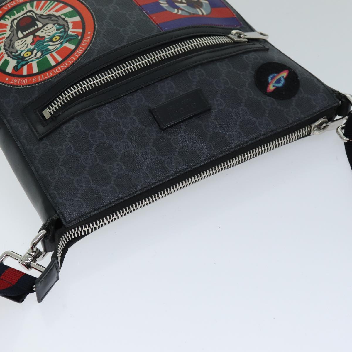GUCCI Sherry Line Courier GG Supreme Shoulder Bag PVC Black 474137 bs14833