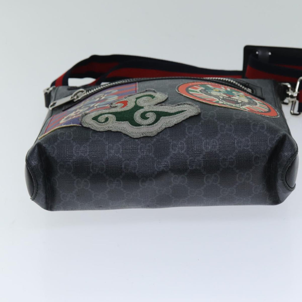 GUCCI Sherry Line Courier GG Supreme Shoulder Bag PVC Black 474137 bs14833