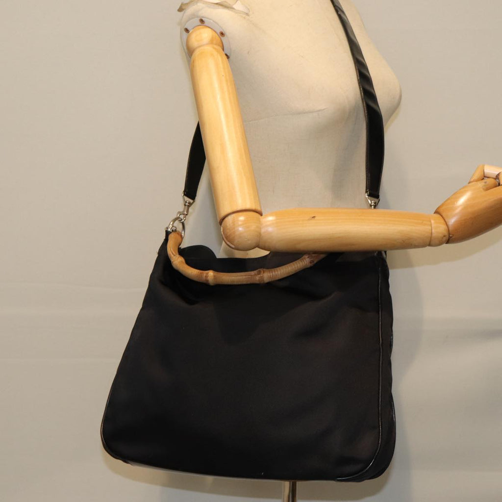 GUCCI Bamboo Hand Bag Nylon Black 001 2113 1577 bs14834