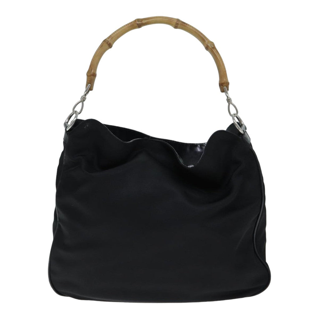 GUCCI Bamboo Hand Bag Nylon Black 001 2113 1577 bs14834