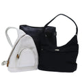 GUCCI Bamboo Shoulder Bag Nylon Leather 3Set Black White bs14881
