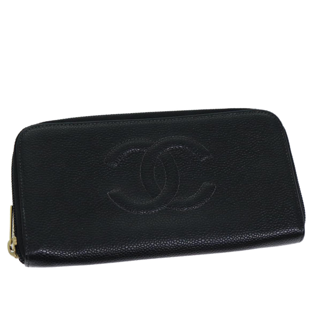 CHANEL COCO Mark Wallet Caviar Skin Black CC bs14885
