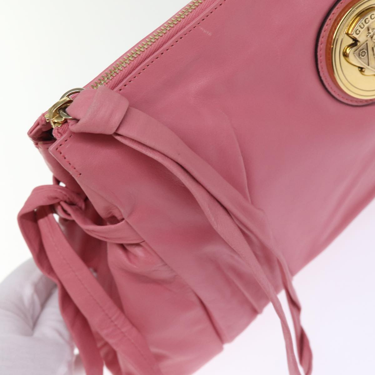 GUCCI Clutch Bag Leather Pink 197015 bs14887