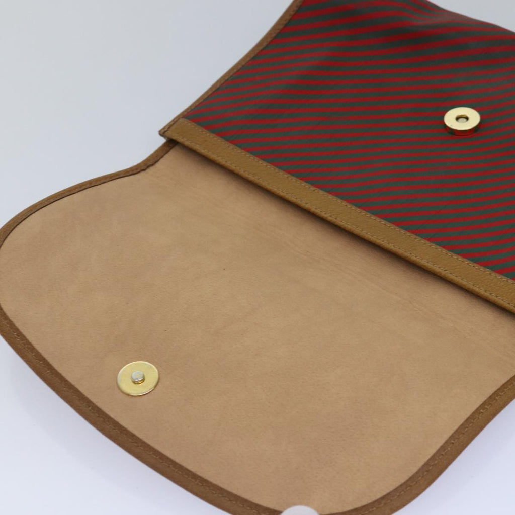 GUCCI Clutch Bag Coated Canvas Red Green 89 01 039 bs14889