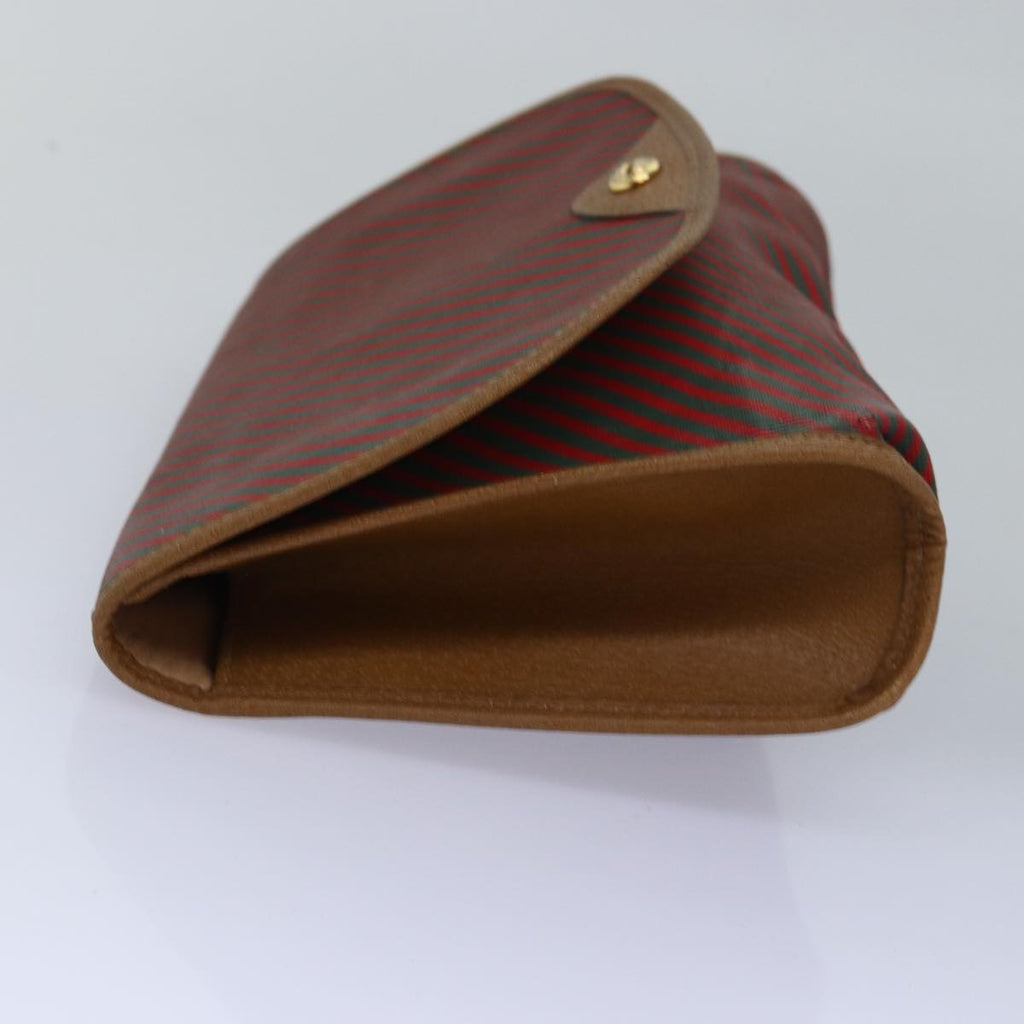 GUCCI Clutch Bag Coated Canvas Red Green 89 01 039 bs14889