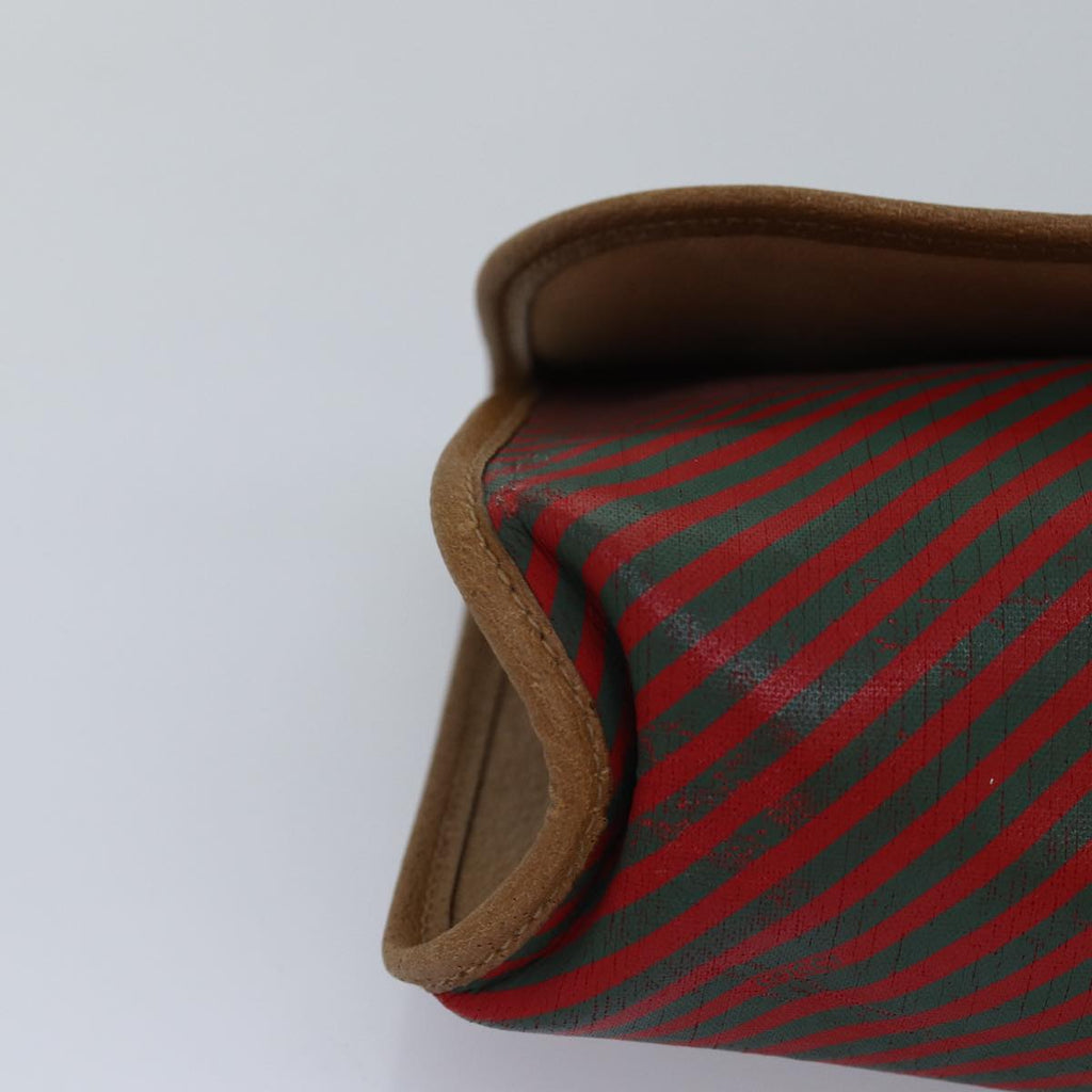 GUCCI Clutch Bag Coated Canvas Red Green 89 01 039 bs14889