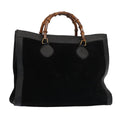 GUCCI Bamboo Hand Bag Suede Leather Black 002 1186 0259 bs14947