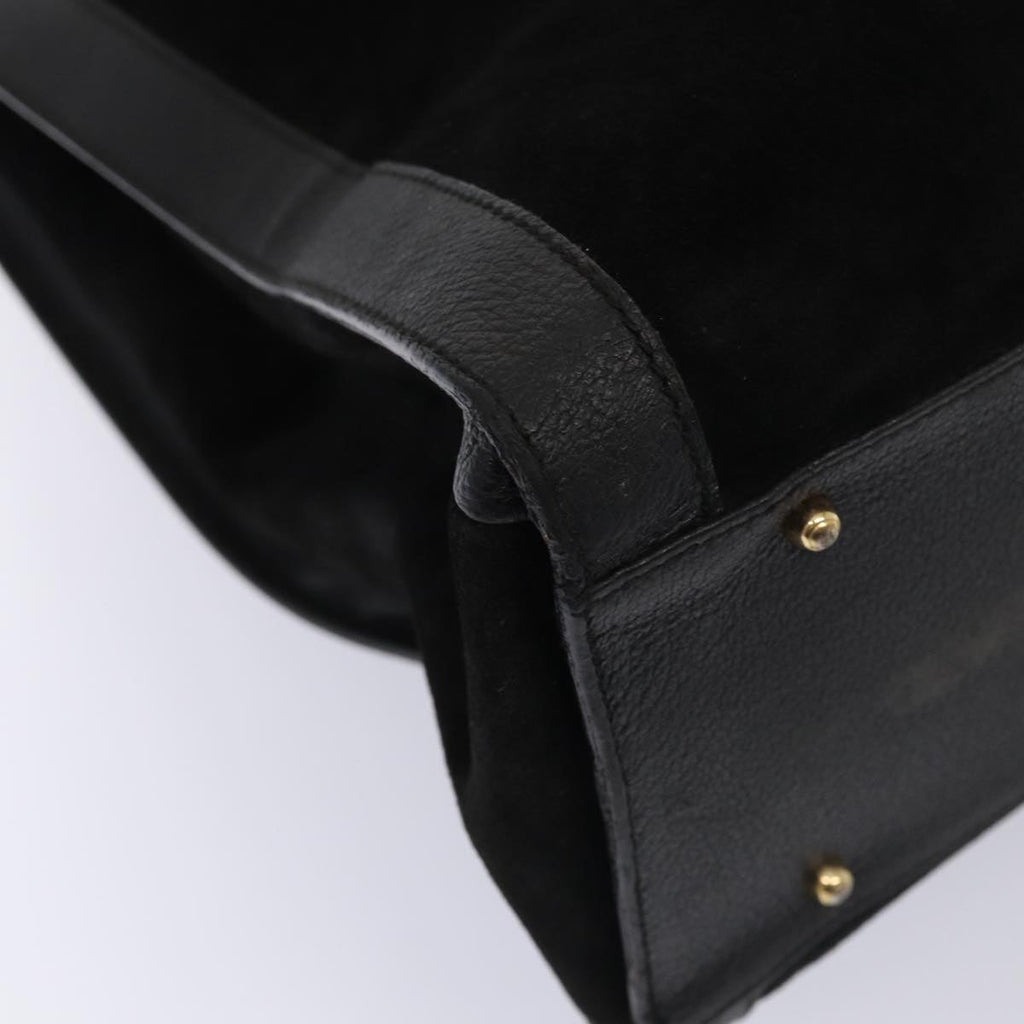 GUCCI Bamboo Hand Bag Suede Leather Black 002 1186 0259 bs14947