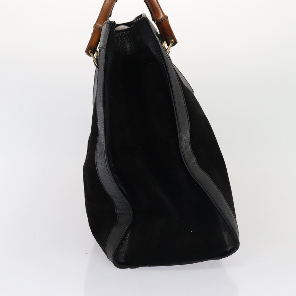 GUCCI Bamboo Hand Bag Suede Leather Black 002 1186 0259 bs14947
