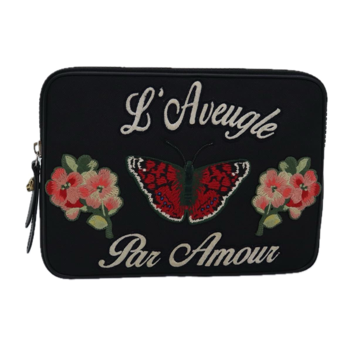 GUCCI Clutch Bag Canvas Black 473883 bs14950