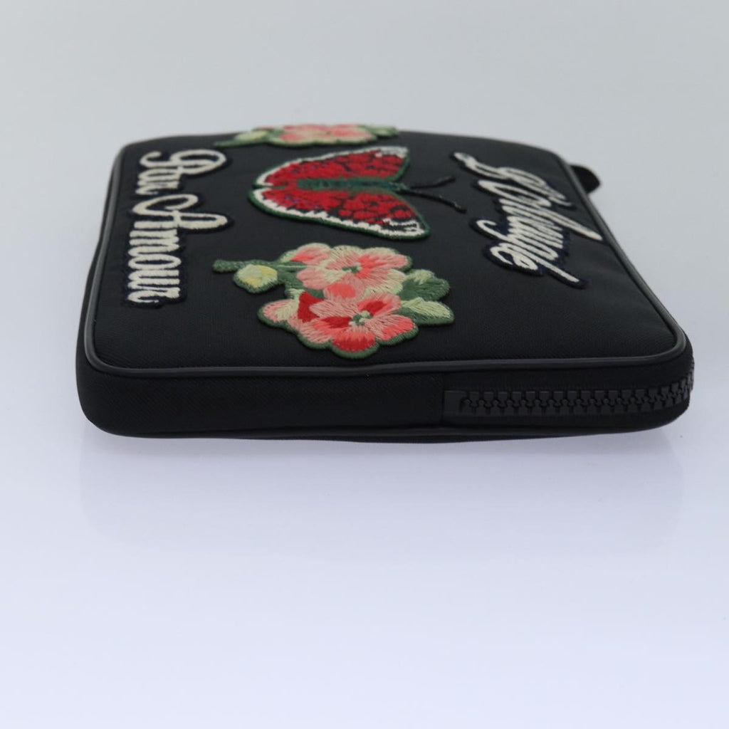GUCCI Clutch Bag Canvas Black 473883 bs14950